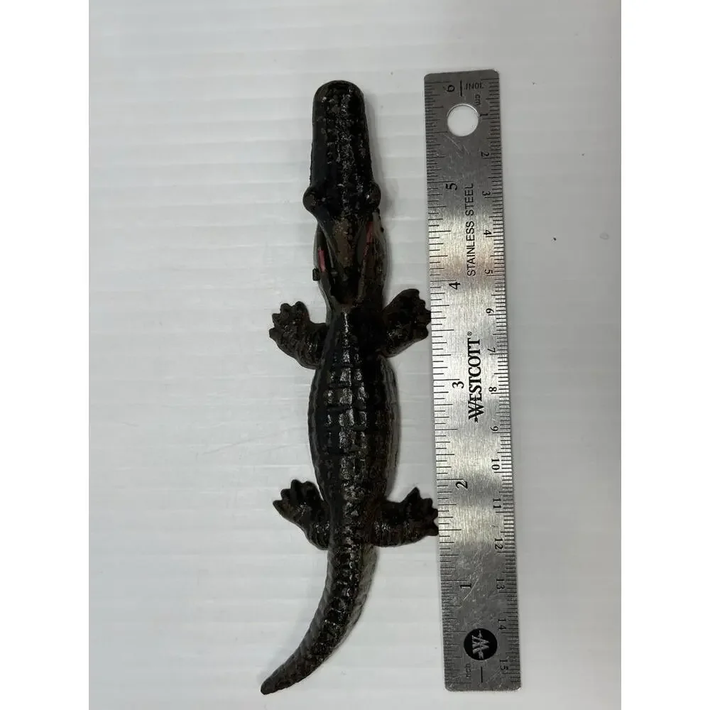 Antique Cold Painted Cast Iron‎ Alligator Crocodile Nut Cracker Patina